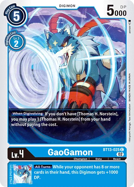 Digimon TCG Card 'BT13-025' 'Gaogamon'