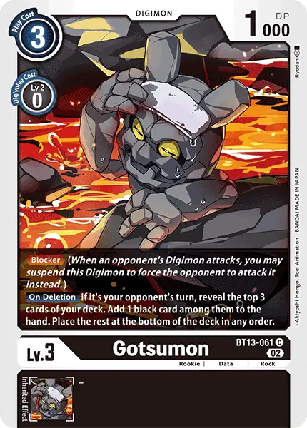 Digimon TCG Card BT13-061 Gotsumon