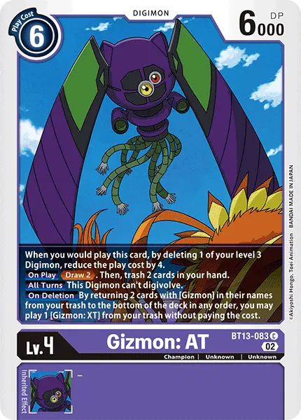 Digimon TCG Card 'BT13-083' 'Gizumon: AT'