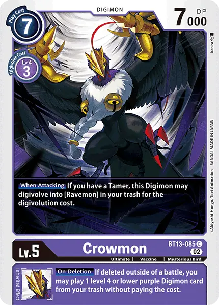 Digimon TCG Card BT13-085 Crowmon