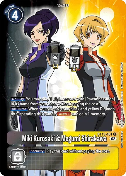 Digimon TCG Card 'BT13-101_P1' 'Miki Kurosaki & Megumi Shirakawa'