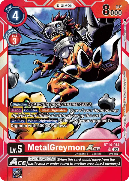 Deck MetalGreymon Ace Bandai with preview of card BT14-014