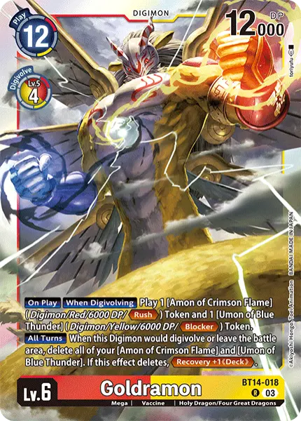 Digimon TCG Card BT14-018 Goldramon