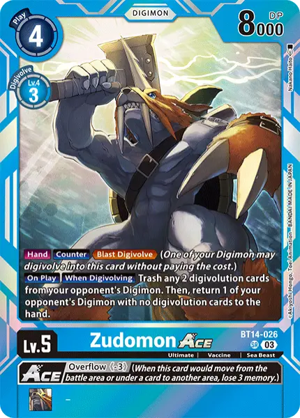 Deck Zudomon Ace Bandai with preview of card BT14-026