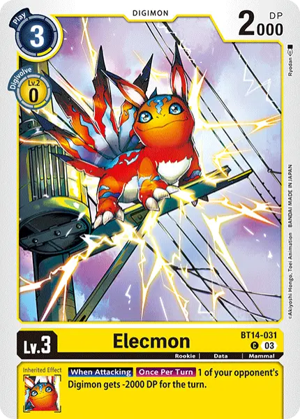 Digimon TCG Card 'BT14-031' 'Elecmon'