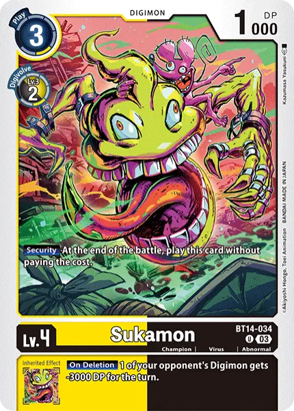 Digimon TCG Card BT14-034 Sukamon