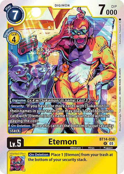 Digimon TCG Card BT14-038 Etemon