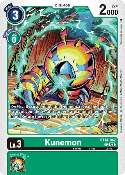 Digimon TCG Card BT14-042 Kunemon