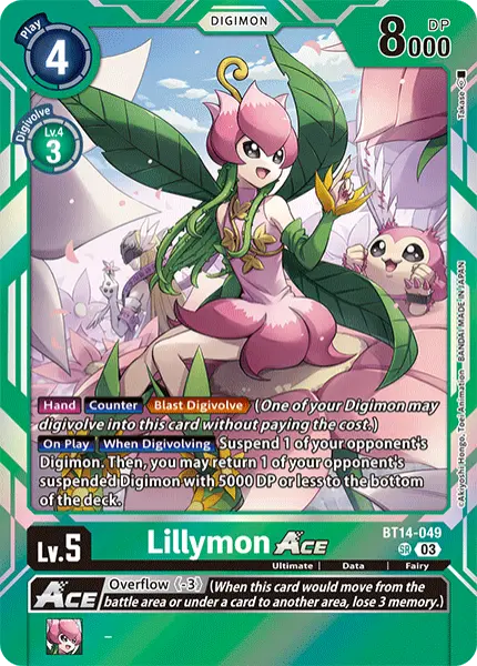 Deck Lillymon Ace Bandai with preview of card BT14-049
