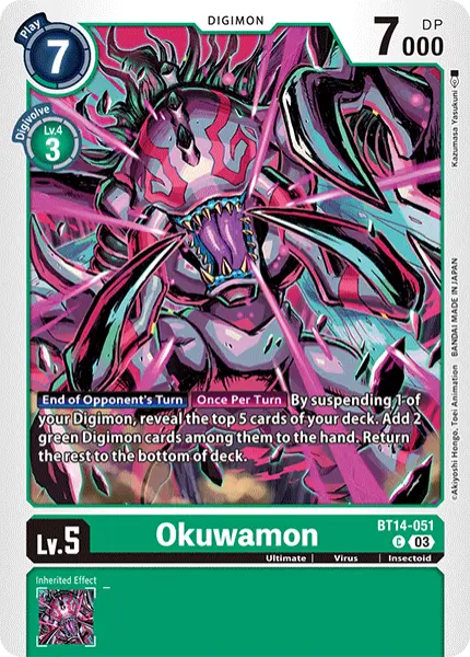 Digimon TCG Card 'BT14-051' 'Okuwamon'