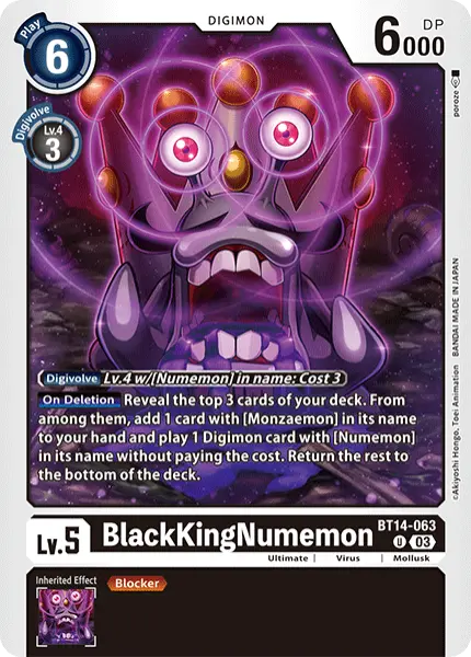 Digimon TCG Card 'BT14-063' 'BlackKingNumemon'