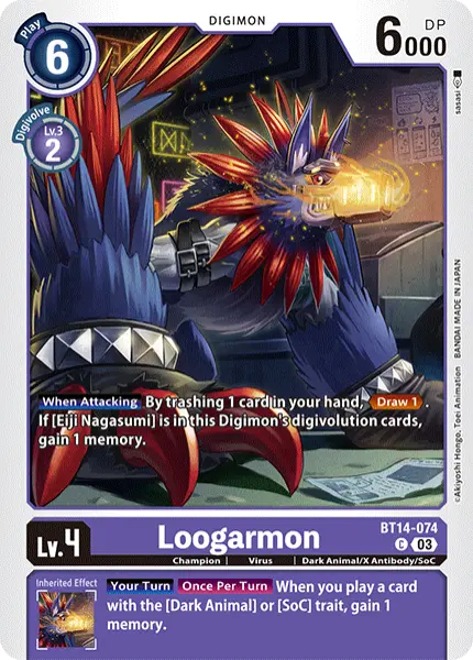 Digimon TCG Card 'BT14-074' 'Loogarmon'