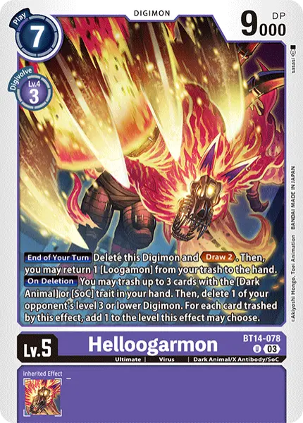 Digimon TCG Card BT14-078 HelLoogarmon