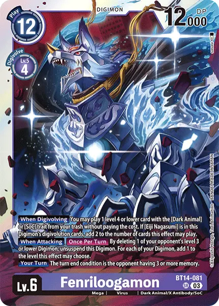 Deck Fenriloogamon with preview of card BT14-081