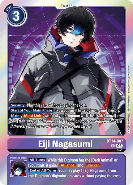 Digimon TCG Card BT14-087 Eiji Nagasumi