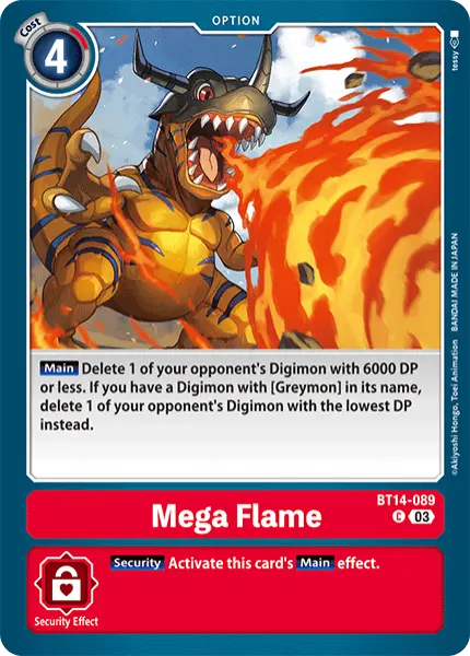Digimon TCG Card BT14-089 Mega Flame