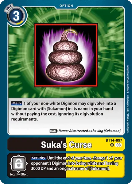 Digimon TCG Card BT14-097 Suka's Curse