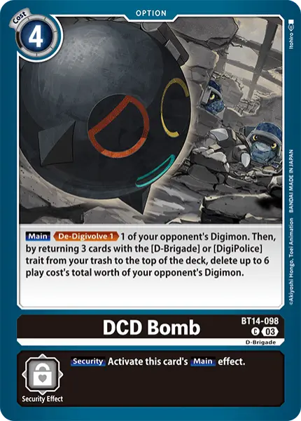 Digimon TCG Card 'BT14-098' 'DCD Bomb'