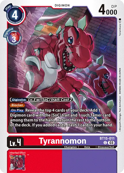 Digimon TCG Card BT15-011 Tyrannomon