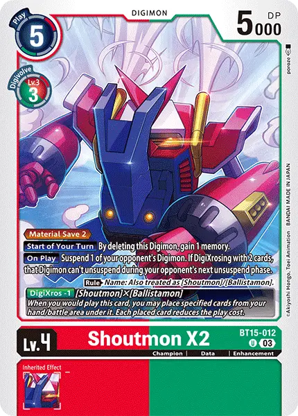 Digimon TCG Card BT15-012 Shoutmon X2