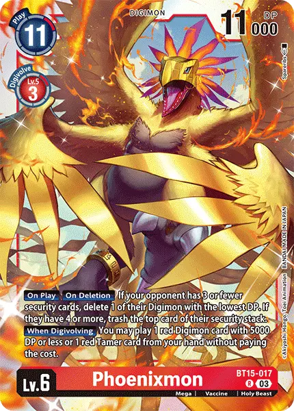 Deck Phoenixmon Bandai with preview of card BT15-017