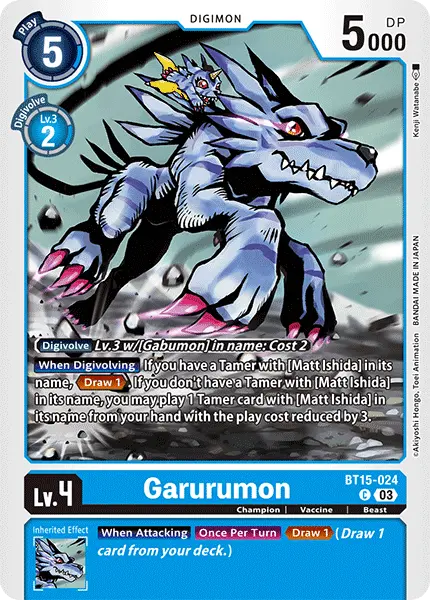 Digimon TCG Card 'BT15-024' 'Garurumon'