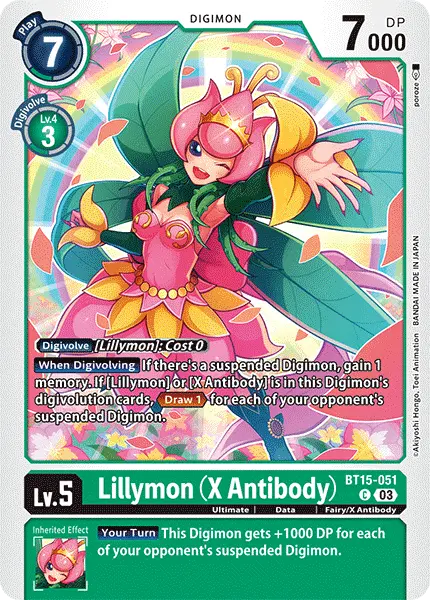 Digimon TCG Card BT15-051 Lillymon (X Antibody)