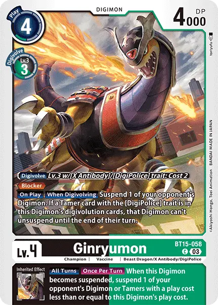 Digimon TCG Card BT15-058 Ginryumon