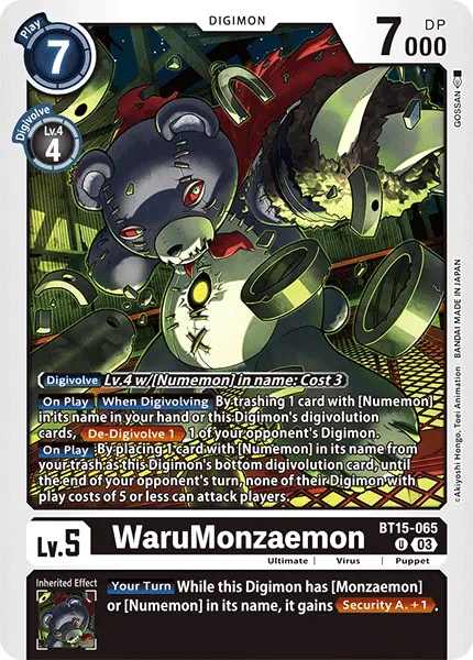 Digimon TCG Card BT15-065 WaruMonzaemon