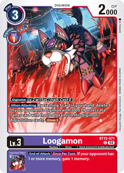 Digimon TCG Card BT15-071 Loogamon
