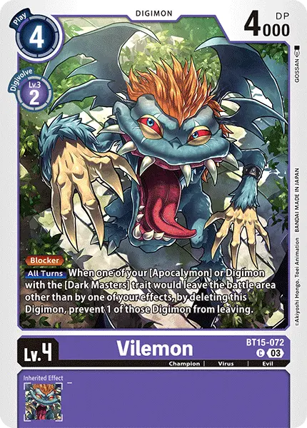 Digimon TCG Card 'BT15-072' 'Vilemon'