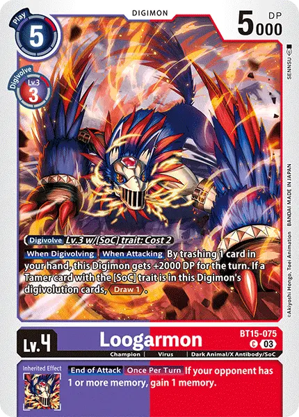 Digimon TCG Card BT15-075 Loogarmon