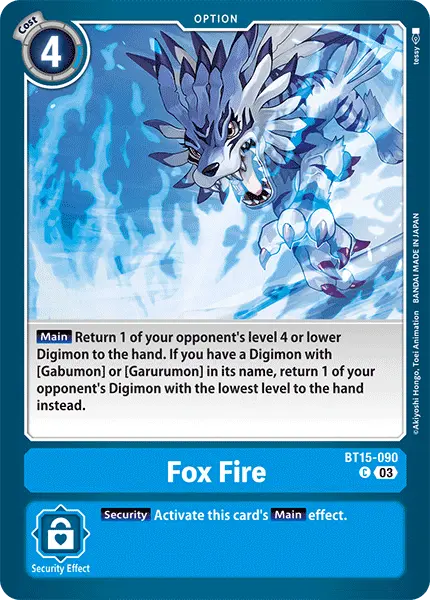 Digimon TCG Card BT15-090 Fox Fire