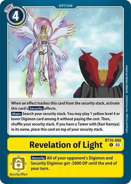 Digimon TCG Card 'BT15-092' 'Revelation of Light'