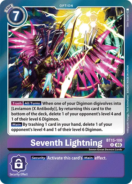 Digimon TCG Card 'BT15-100' 'Seventh Lightning'