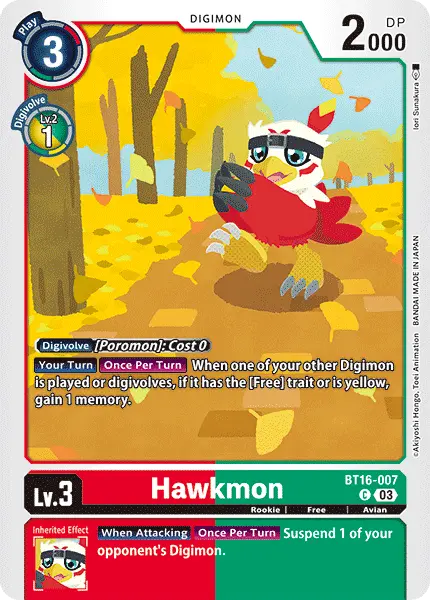 Digimon TCG Card 'BT16-007' 'Hawkmon'
