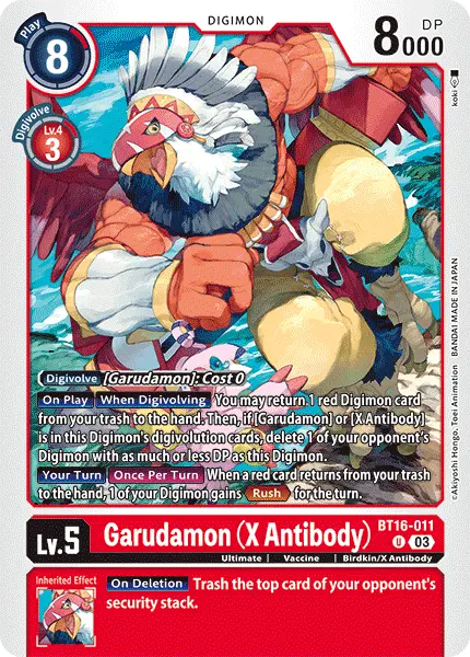 Digimon TCG Card BT16-011 Garudamon (X Antibody)