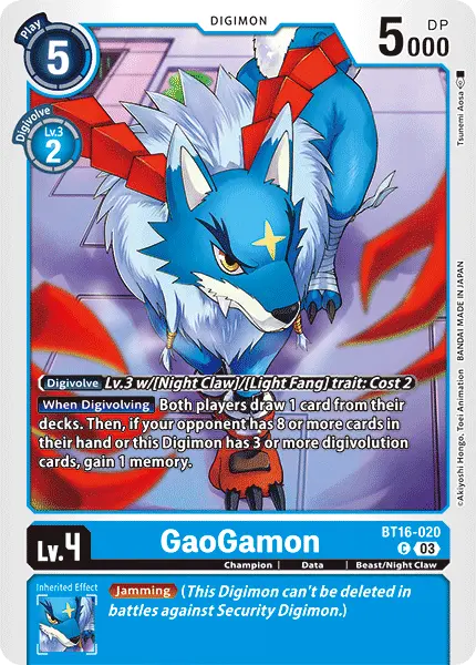 Digimon TCG Card 'BT16-020' 'Gaogamon'