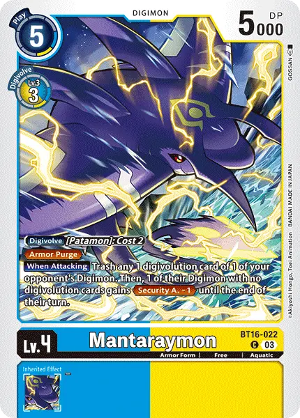 Digimon TCG Card BT16-022 Mantaraymon