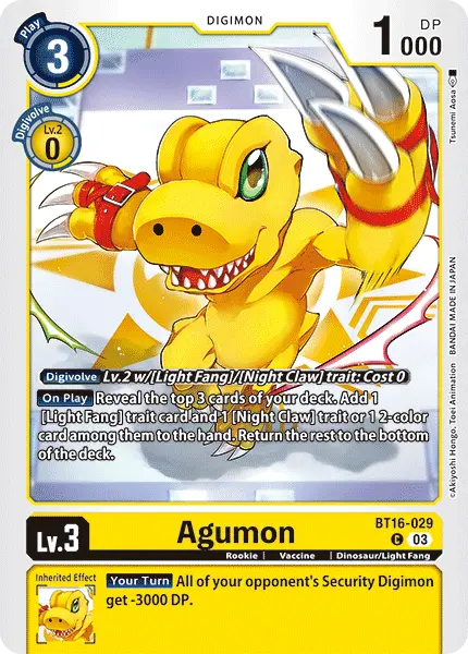 Digimon TCG Card BT16-029 Agumon