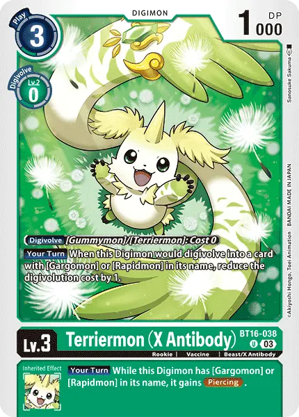 Digimon TCG Card 'BT16-038' 'Terriermon (X Antibody)'