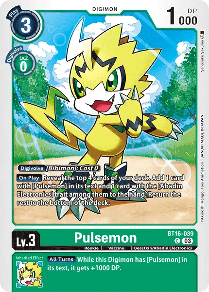 Digimon TCG Card BT16-039 Pulsemon