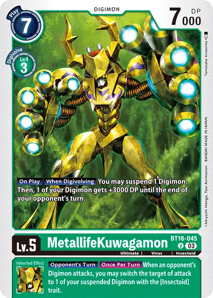Digimon TCG Card BT16-045 MetallifeKuwagamon