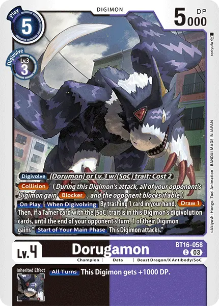 Digimon TCG Card 'BT16-058' 'Dorugamon'