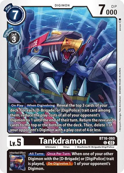 Digimon TCG Card BT16-060 Tankdramon