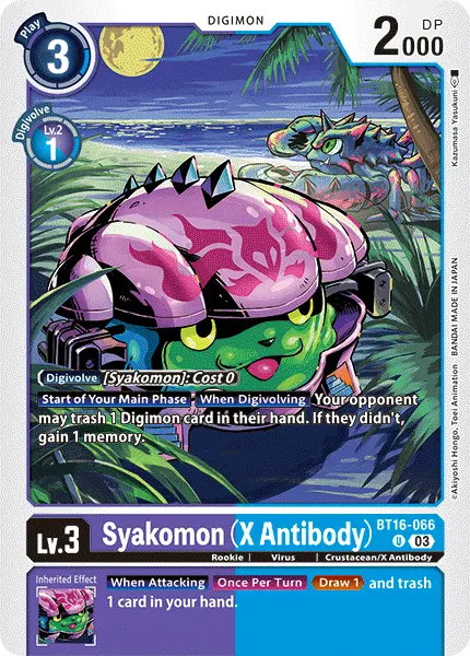 Digimon TCG Card 'BT16-066' 'Syakomon (X Antibody)'