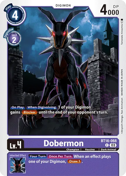 Digimon TCG Card BT16-068 Dobermon