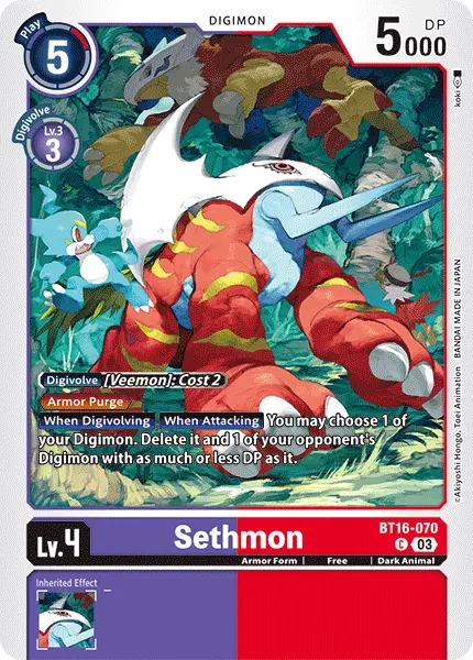Digimon TCG Card BT16-070 Sethmon