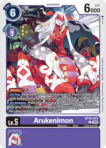 Digimon TCG Card BT16-072 Arukenimon