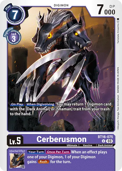 Digimon TCG Card BT16-075 Cerberusmon